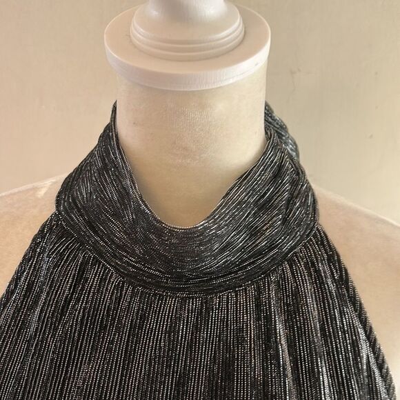Nine West black metallic halter top with tie back Size M New - Picture 11 of 12